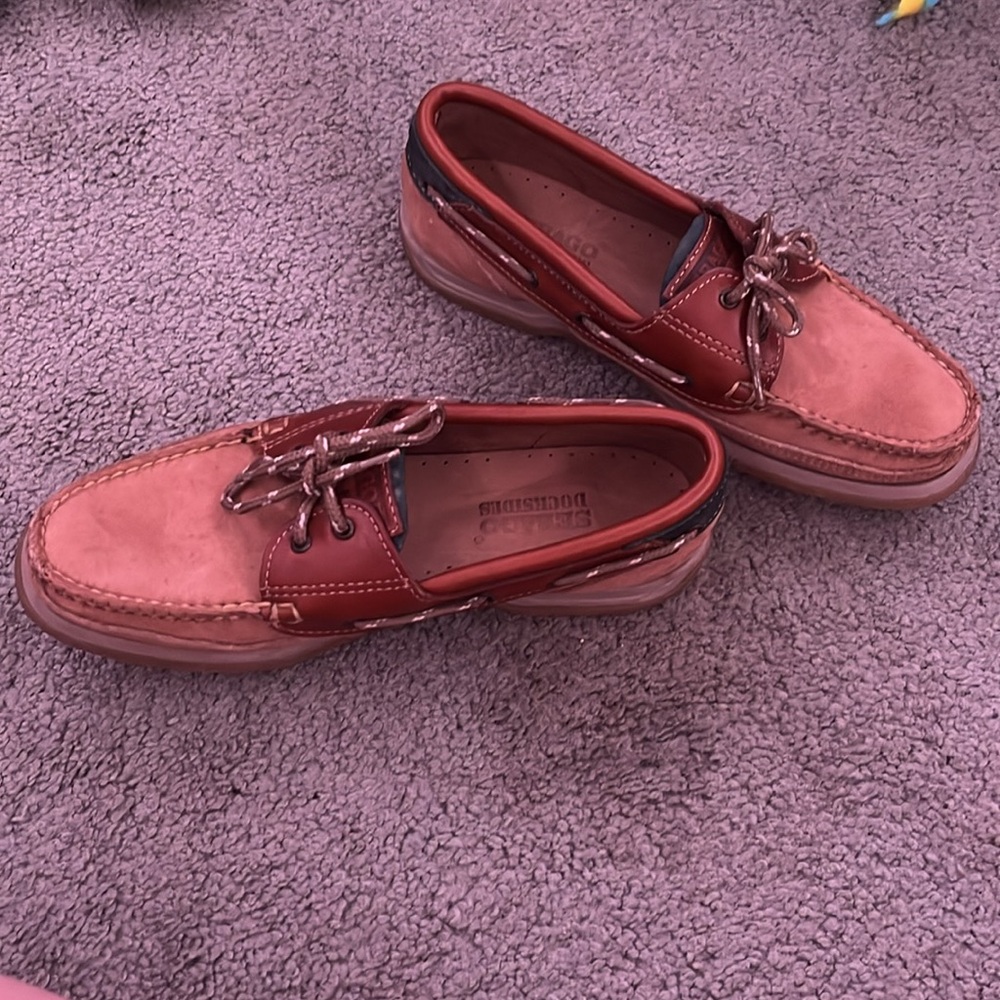 Sebago Docksides - Classic Brown Leather Boat Shoes - Size 7 M - Picture 2 of 6